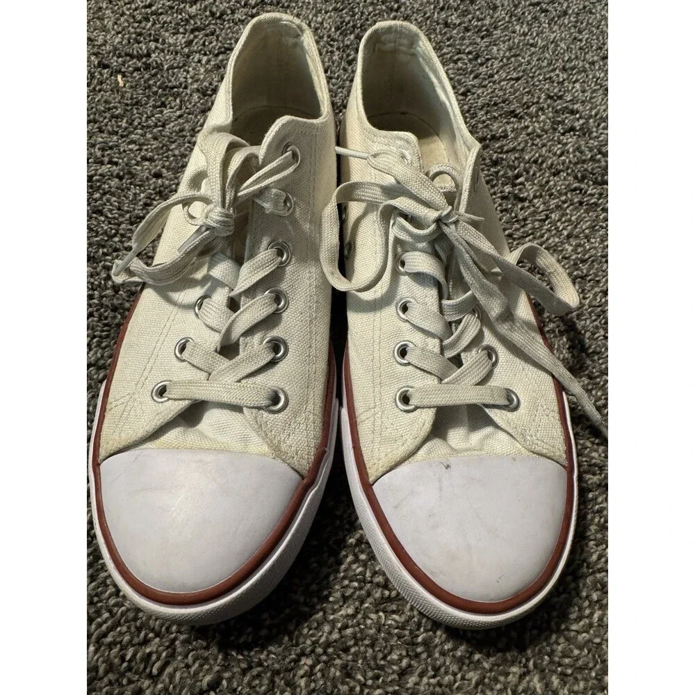 White Canvas Low Top Lace Up Sneakers Unisex Adults Casual Activewear